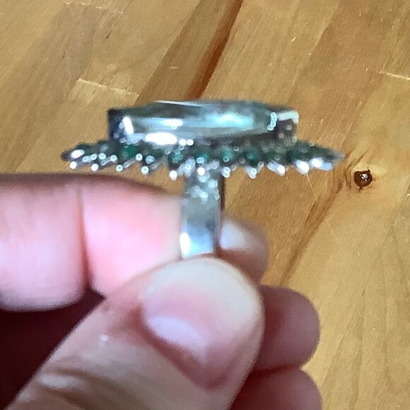 sterling SILVER GREEN PERIDOT/EMERALD RING SIZE US 7 - Picture 7 of 7